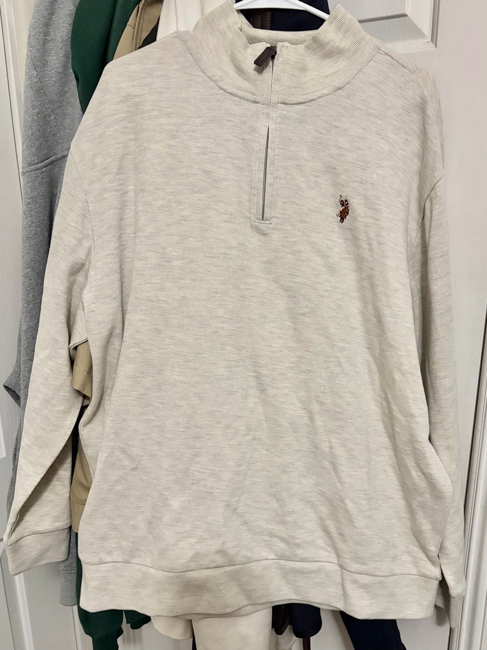 U.S. Polo assn. quarter zip sweatshirt XL in gray & cream NWOT